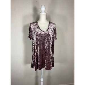 Spring Mercer Rose Smoke Crushed Velvet Legging Tee XXL V-Neck Pocket Top SC1095